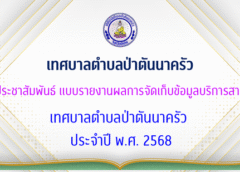 ประชาสัมพันธ์ แบบรายงานผลการจัดเก็บข้อมูลสาธารณะ เทศบาลตำบลป่าตันนาครัว 2568